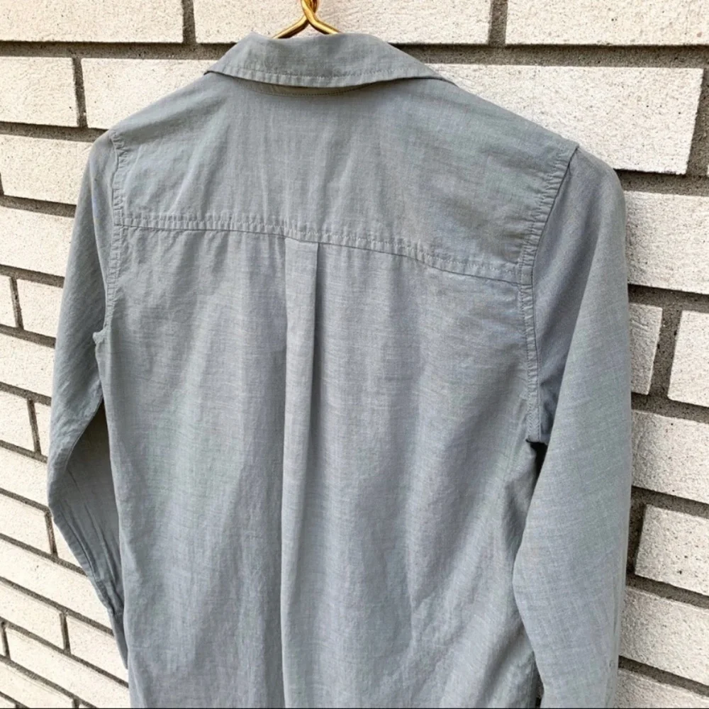 J.Crew Factory Sage Green Cotton Popover Tunic Shirt XXS Roll Tab Casual Chic